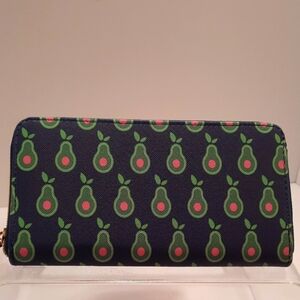 Dabney Lee Navy Blue Avocado Print Zip Close Wallet